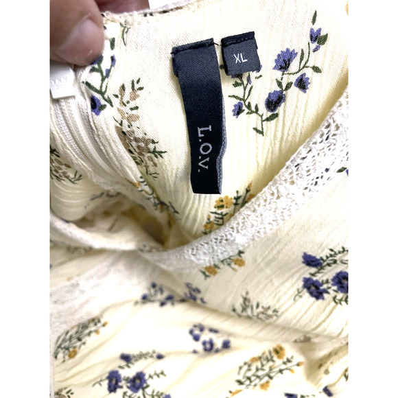 L.O.V. Yellow Vtg Women’s Dress Babydoll Boho Size XL - Picture 5 of 10